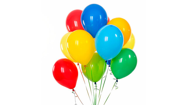 Fototapeta  brightly colored balloons in red, blue, yellow, and green isolated on transparent background