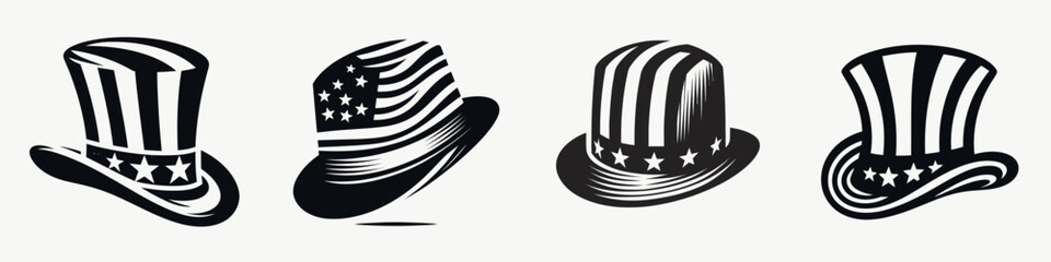 The Yankee Doodle Hat. 4th of july Independence Day Symbol Vector Clip art. Patriotic headwear a revolutionary era american spirit.