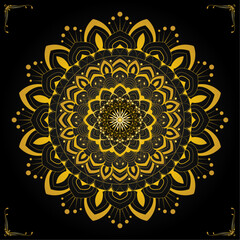 Traditional Mandala Ornament in Luxury shape – Suitable for Spiritual Projects, Fabric Prints, Posters, and Wellness Branding, Coloring Books, Stationary, and Relaxation Themes with golden color