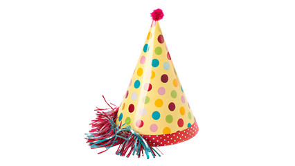 Colorful Polka Dot Party Hat With Tassel isolated on transparent background