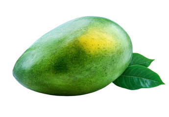green mango with leaves isolated