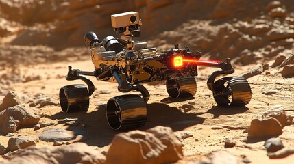 Exploration Rover on Martian Surface