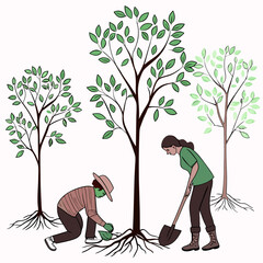 Tree Planting  World Environment Day &ndash; perfect for eco-friendly digital designs.