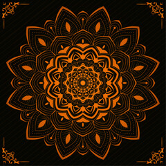 Mandala design with luxury ornament shape | Creative abstract mandala design with circle, leaf, line pattern | Floral modern vector with orange color