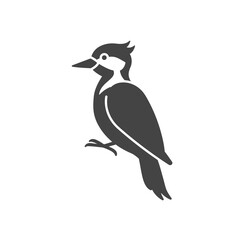 Fototapeta premium Woodpecker Illustration: A minimalist illustration captures the essence of a woodpecker perched elegantly, showcasing its distinct features in a sleek, monochrome style.