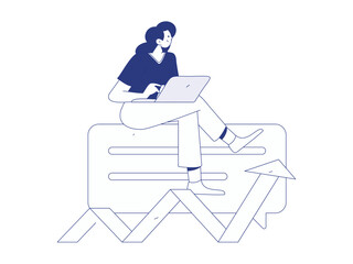 Virtual characters social communication concept business flat vector hand drawn illustration
