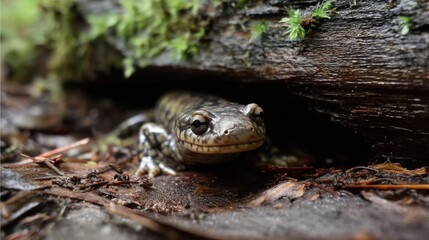 Fototapeta premium Salamander Sanctuary: A Forest Floor Haven
