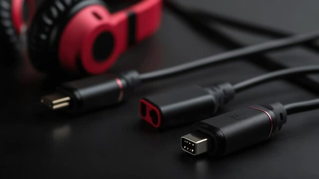 A pair of headphones lies flat on a table, ready for use