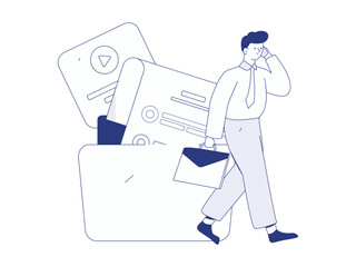 Virtual characters social communication concept business flat vector hand drawn illustration
