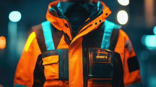 A life-sized dummy wearing a bright orange safety vest, perfect for use as a prop or visual aid