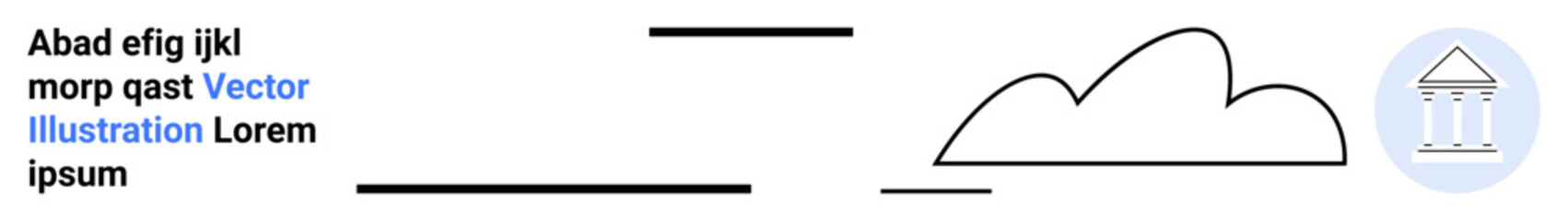 Abstract cloud, classical column icon, placeholder text, and crisp lines for modern, flexible designs. Ideal for digital banking, finance, technology, cloud computing education minimalism simple