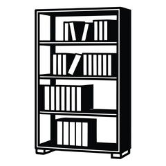 bookself silhouette illustration black and white, Bookself, bookself with books silhouette vector, bookself silhouette illustration black and white, bookself silhouette illustration black and white.