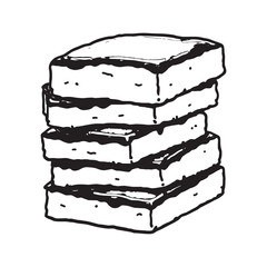 Hand drawn banana chocolate cake dessert vector illustration