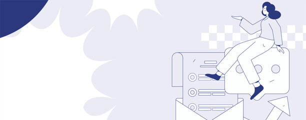 Fototapeta premium Virtual characters social communication concept business flat vector hand drawn illustration 