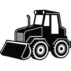Farm tractor, black and white silhouette logo design isolated on a white background.  A farm Tractor Silhouette. Vector illustration, Tractor, Farm Tractor silhouette vector illustration.