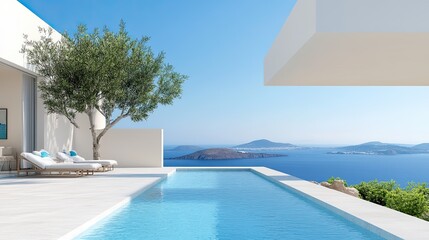 Fototapeta premium Luxurious coastal resorts with scenic ocean views and infinity pool oasis for a relaxing vacation experience