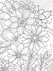 floral background coloring page for adults