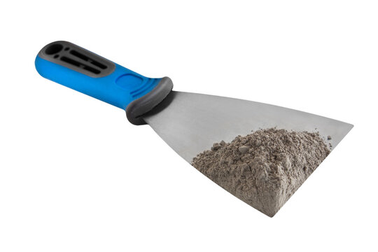 Ready Cement Powder and spattle isolated on white background