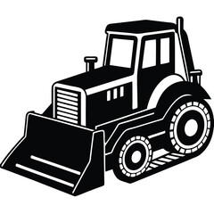 Farm tractor, black and white silhouette logo design isolated on a white background.  A farm Tractor Silhouette. Vector illustration, Tractor, Farm Tractor silhouette vector illustration.