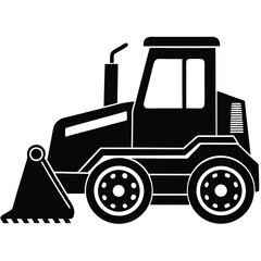 Farm tractor, black and white silhouette logo design isolated on a white background.  A farm Tractor Silhouette. Vector illustration, Tractor, Farm Tractor silhouette vector illustration.