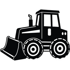 Farm tractor, black and white silhouette logo design isolated on a white background.  A farm Tractor Silhouette. Vector illustration, Tractor, Farm Tractor silhouette vector illustration.