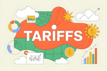 Abstract Infographic on Tariffs and Inflation with Clean Modern Design