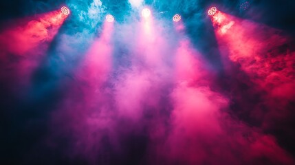 Fototapeta premium Colorful stage lights with smoke high resolution wallpaper