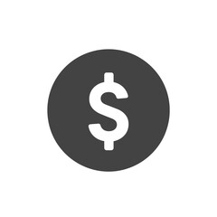 Obraz premium Monetary Symbol Icon: A stark, monochrome visual of a dollar sign within a dark gray circle, symbolizing finance, value, and economic transactions.