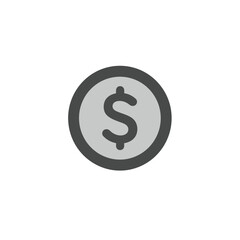 Dollar Coin Icon: A minimalist icon of a dollar coin, depicting finance, currency, wealth, and economic concepts.