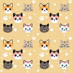 The cute cat face is suitable for screen printing on various materials.