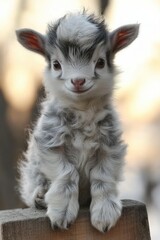 Fluffy kid with big eyes perched