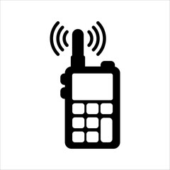 walkie talkie icon in black flat glyph, filled style isolated on white background