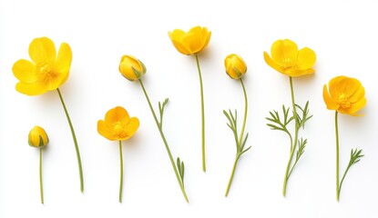 Fototapeta premium Yellow Flower Arrangement on White Background