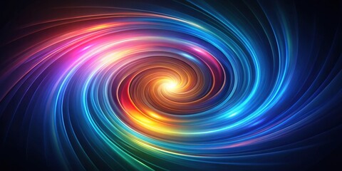 Glowing swirl of colors on dark blue background with subtle gradient effect, mystical, hypnotic,  mystical, hypnotic