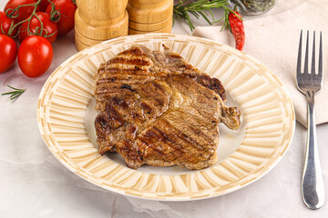 Grilled pork neck sirloin steak