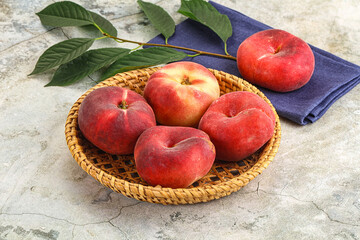 Ripe sweet and juicy Flat peach