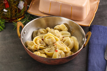 Russian homemade dumplings with meat