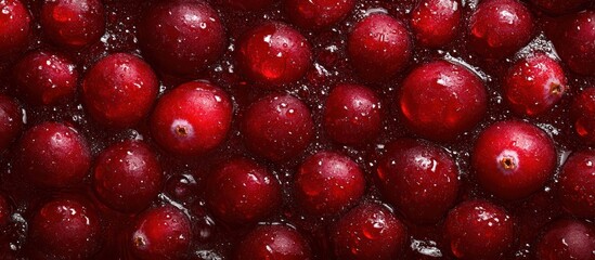 Juicy cranberries simmering, close-up
