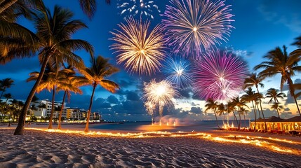 Tropical Beach Fireworks Celebration - Tropical Escapes
