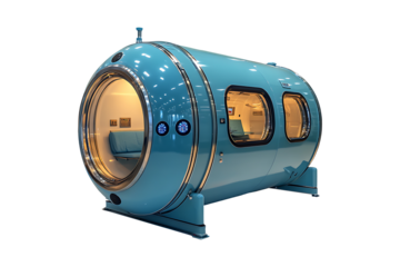 Blue hyperbaric chamber isolated on transparent background
