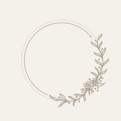 Hand drawn floral frames with flowers, branch and leaves. Wreath. Elegant logo template. illustration for labels, branding business identity, wedding invitation