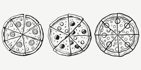 pizza set sketch illustration 