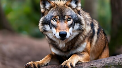 Obraz premium Majestic Wolf Portrait in Forest - Wildlife photography