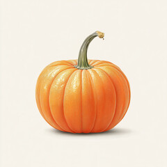 Obraz premium Plump orange pumpkin with pronounced ridges and natural stem.
