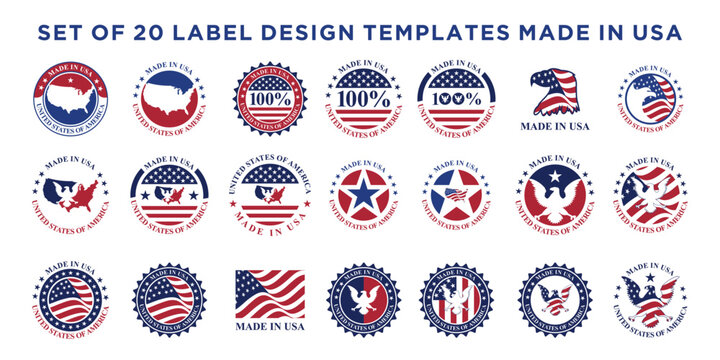 set of 20 label design templates made in usa