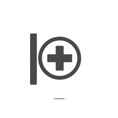 Obraz premium First Aid Icon: A simple, high-contrast illustration of a medical cross symbol within a circle, emphasizing health and safety.