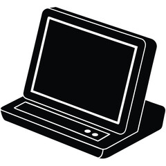 Tablet computer device with keyboard flat icon for apps and websites, Computer tablet device flat vector icon for apps and websites, Computer Screen icons thin line illustrations designs, Computer.