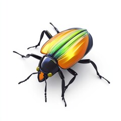 Vibrant multi-colored beetle, detailed 3D rendering.