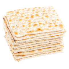 Matzah for passover Jewish pesach on white background. top view,