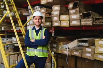 Shipment manager verifying all merchandise pallets in depot, providing merchandise distribution for...